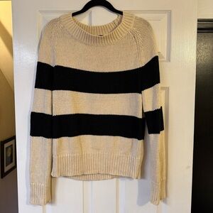EUC Gap Striped Black and Cream Women's Sweater